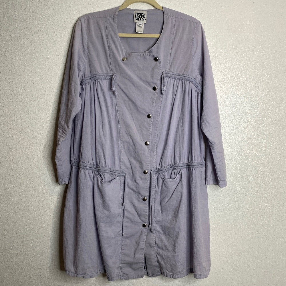 Prairie Underground Cotton Button‎ Up Dress Lightweight Purple Size M